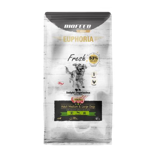 Euphoria Fresh Adult indyk z jagnięciną 12 kg – średnie i duże rasy