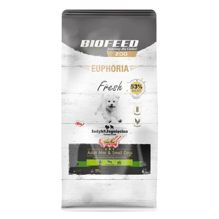 Euphoria Fresh Adult indyk z jagnięciną 8 kg – mini i małe rasy
