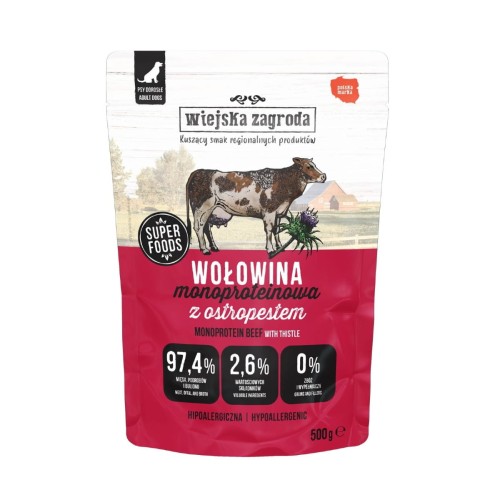 Wiejska Zagroda wołowina 500 g – saszetka karmy mokrej