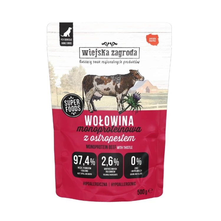 Wiejska Zagroda wołowina 500 g – saszetka karmy mokrej