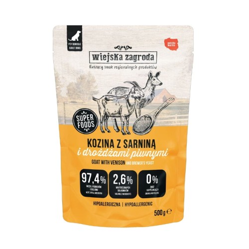 Wiejska Zagroda kozina z sarniną 500 g – saszetka karmy mokrej