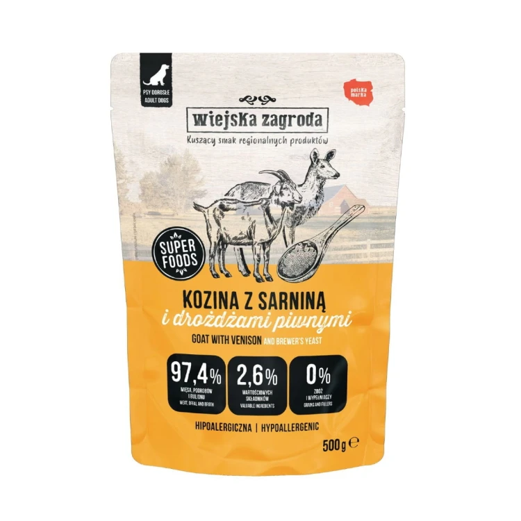 Wiejska Zagroda kozina z sarniną 500 g – saszetka karmy mokrej