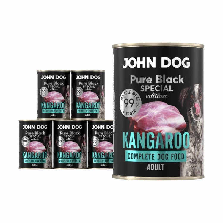 Zestaw John Dog Pure Black Kangur 6×400 g – opakowanie
