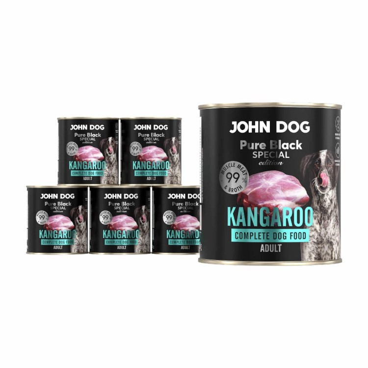 Zestaw John Dog Pure Black Kangur 6×800 g – opakowanie