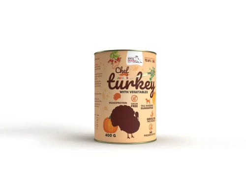 Syta Micha Junior indyk z warzywami 400 g – puszka karmy