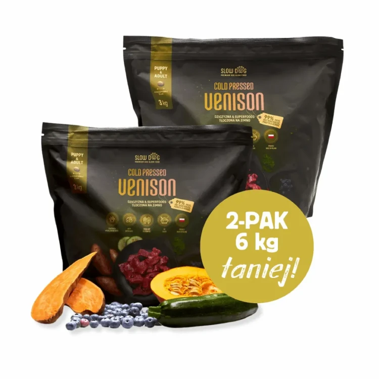 zestaw karmy Slow Dog dziczyzna 2x3 kg dla psa