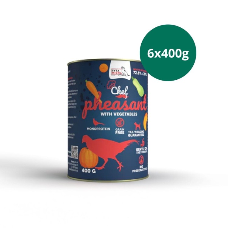 zestaw mokrej karmy dla psa Syta Micha bażant z warzywami 6x400g lekkostrawna karma mokra