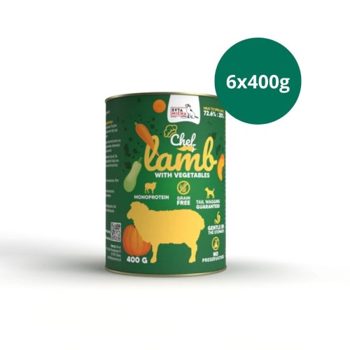 zestaw mokrej karmy dla psa Syta Micha jagnięcina z warzywami 6x400g naturalna karma mokra dla psa