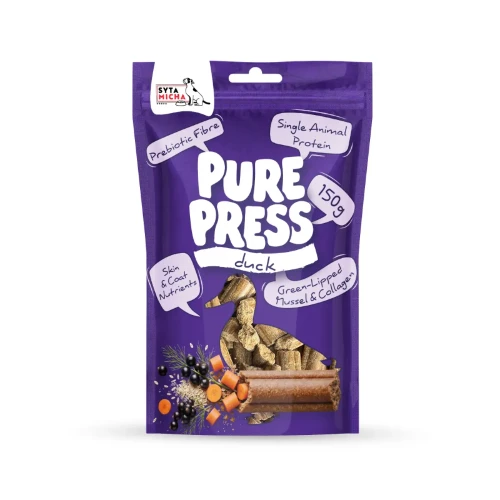 Pure Press Duck 150 g – naturalne smaczki dla psa z kaczką tłoczone na zimno