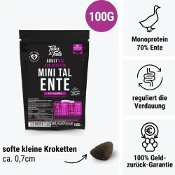 Tales & Tails Adult XS – karma półwilgotna z kaczką dla małych psów 100 g (próbka)