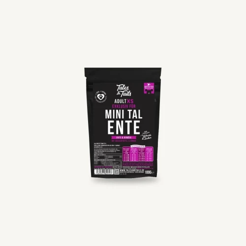 Tales & Tails Adult XS kaczka 100 g – próbka karmy, opakowanie
