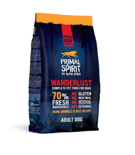 Primal Spirit 70% Wanderlust, karma półwilgotna dla dorosłych psów, opakowanie 1 kg.