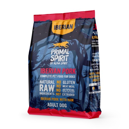 Primal Spirit Iberian Pork, karma półwilgotna dla dorosłych psów, opakowanie 1 kg.