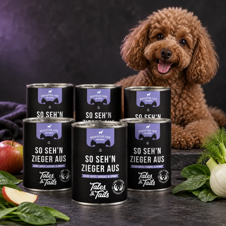 Kozina 6 × 400 g — Z psem w stylistyce opakowania — Tales & Tails