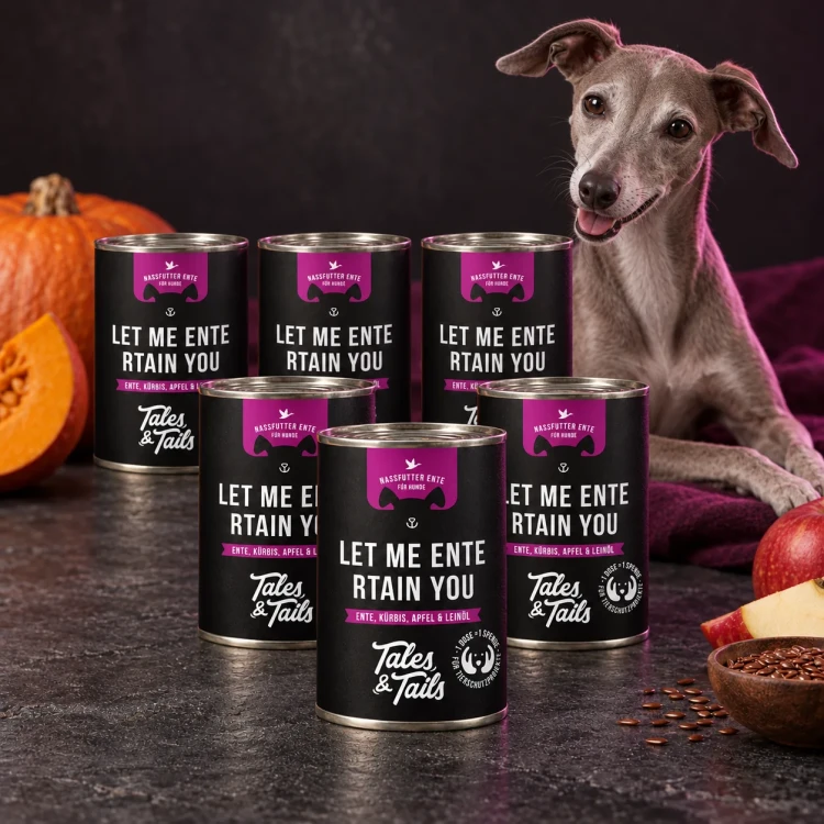 Kaczka 6 × 400 g — Z psem w stylistyce opakowania — Tales & Tails