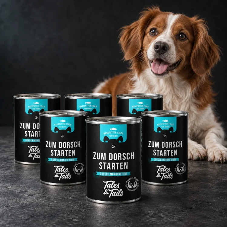 Dorsz 6 × 400 g — Z psem w stylistyce opakowania — Tales & Tails