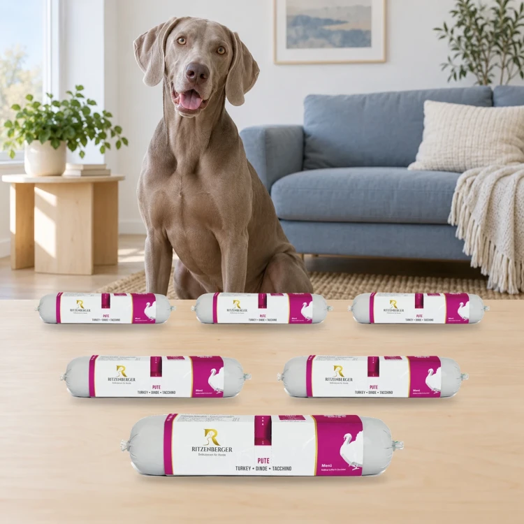 Ritzenberger Indyk z warzywami 6 × 800 g – zestaw karmy mokrej dla psa — w domu z psem