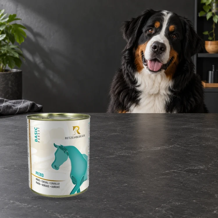 Ritzenberger Konina Sensitiv 800 g – karma mokra dla psa — z psem