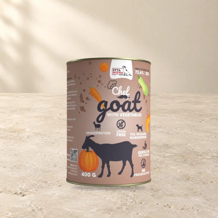 Syta Micha Koza z warzywami 400g – mokra karma dla psa — na jasnym tle