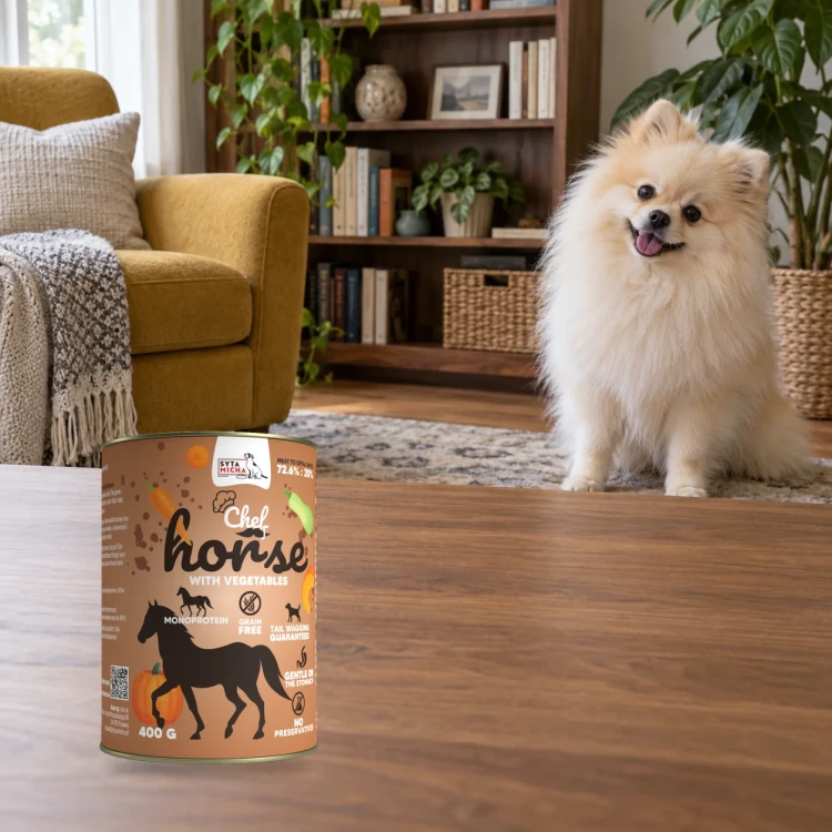 Syta Micha Konina z warzywami 400g – mokra karma dla psa — w domu z psem