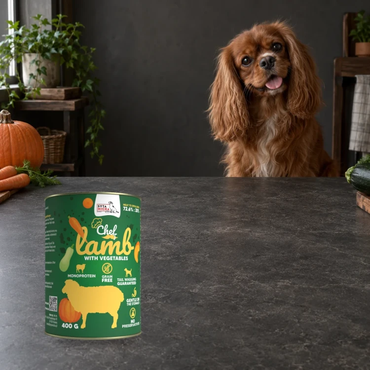 Syta Micha Jagnięcina z warzywami 400g – mokra karma dla psa — z psem