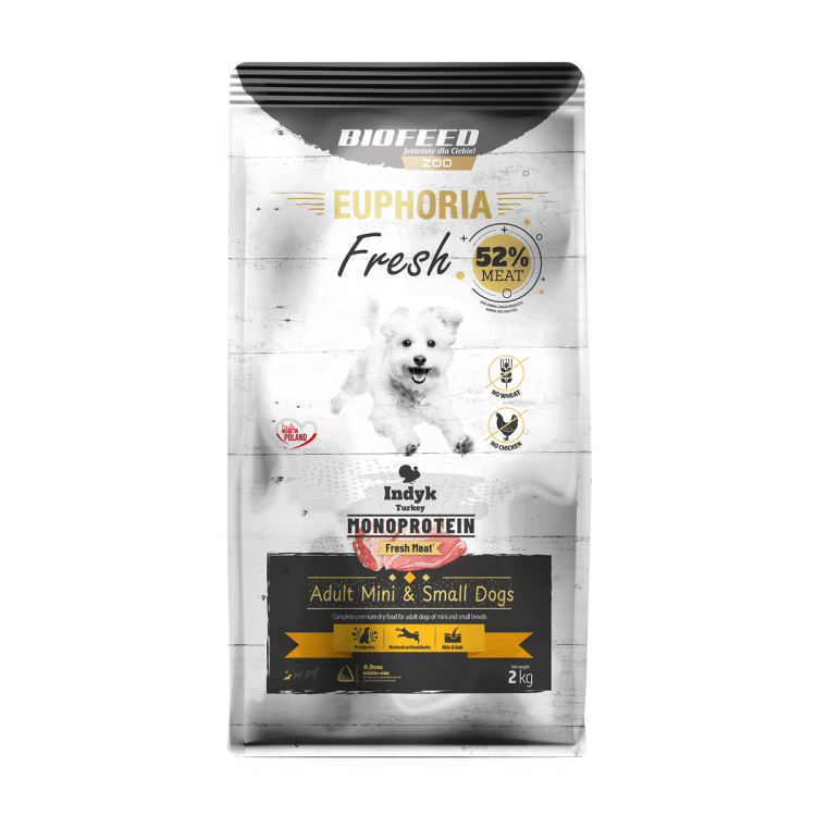 EUPHORIA Fresh Indyk karma sucha dla psów małych ras 