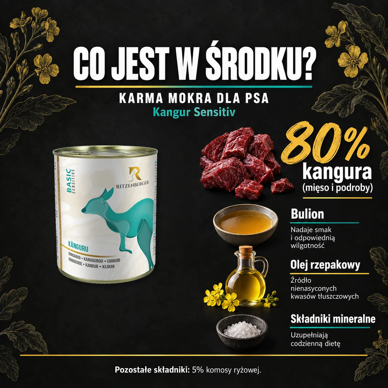 Sklad karmy mokrej Ritzenberger Kangur Sensitiv.