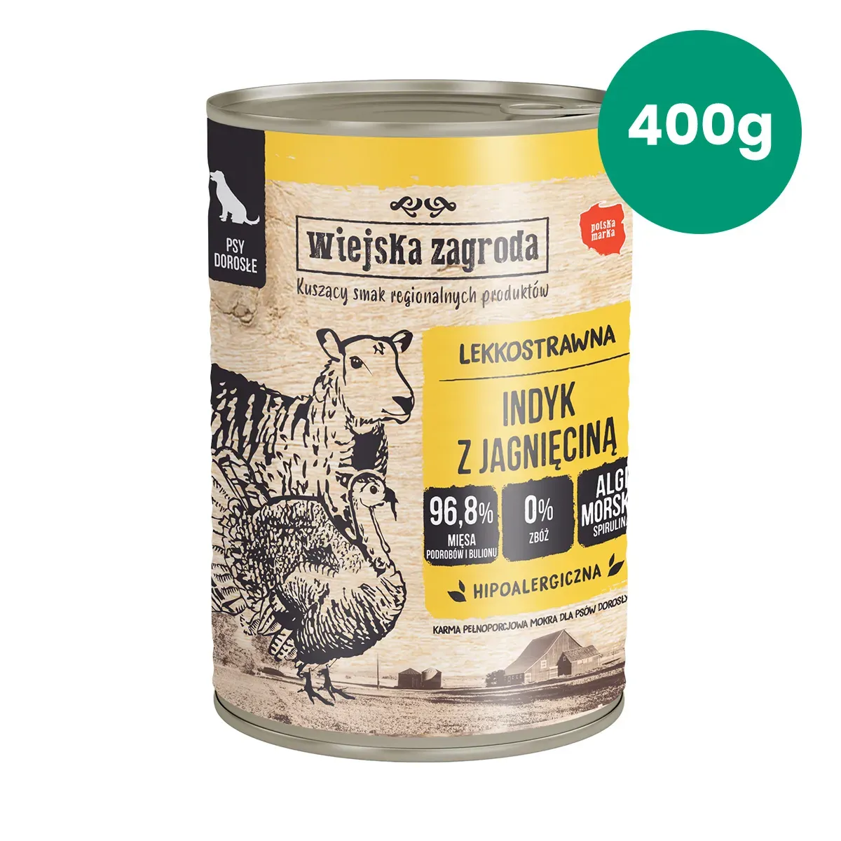 Wiejska Zagroda indyk z jagnięciną 400 g – karma mokra